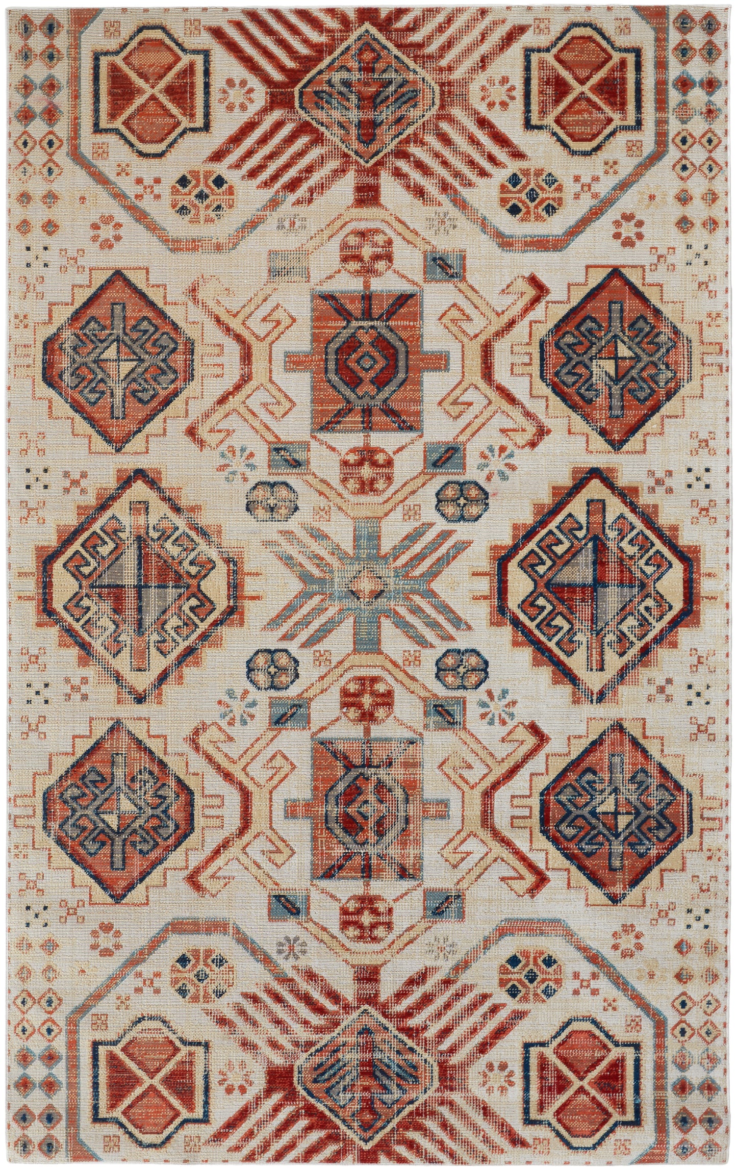 Nolan Transitional/Southwestern/Bohemian & Eclectic Southwestern/Diamond/Moroccan Ivory/Red/Tan - Feizy Rug
