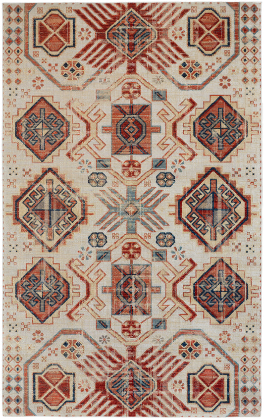 Nolan Transitional/Southwestern/Bohemian & Eclectic Southwestern/Diamond/Moroccan Ivory/Red/Tan - Feizy Rug