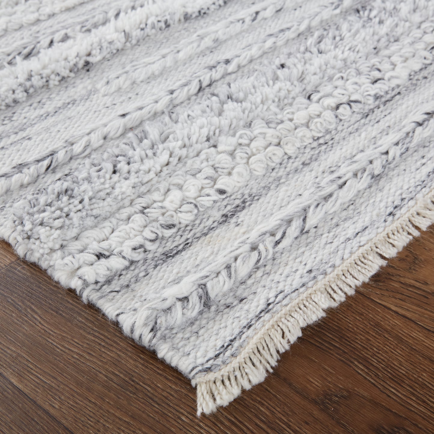 Alden Transitional/Casual/Scandinavian Stripes/Solid Gray/Silver/Ivory - Feizy Rug