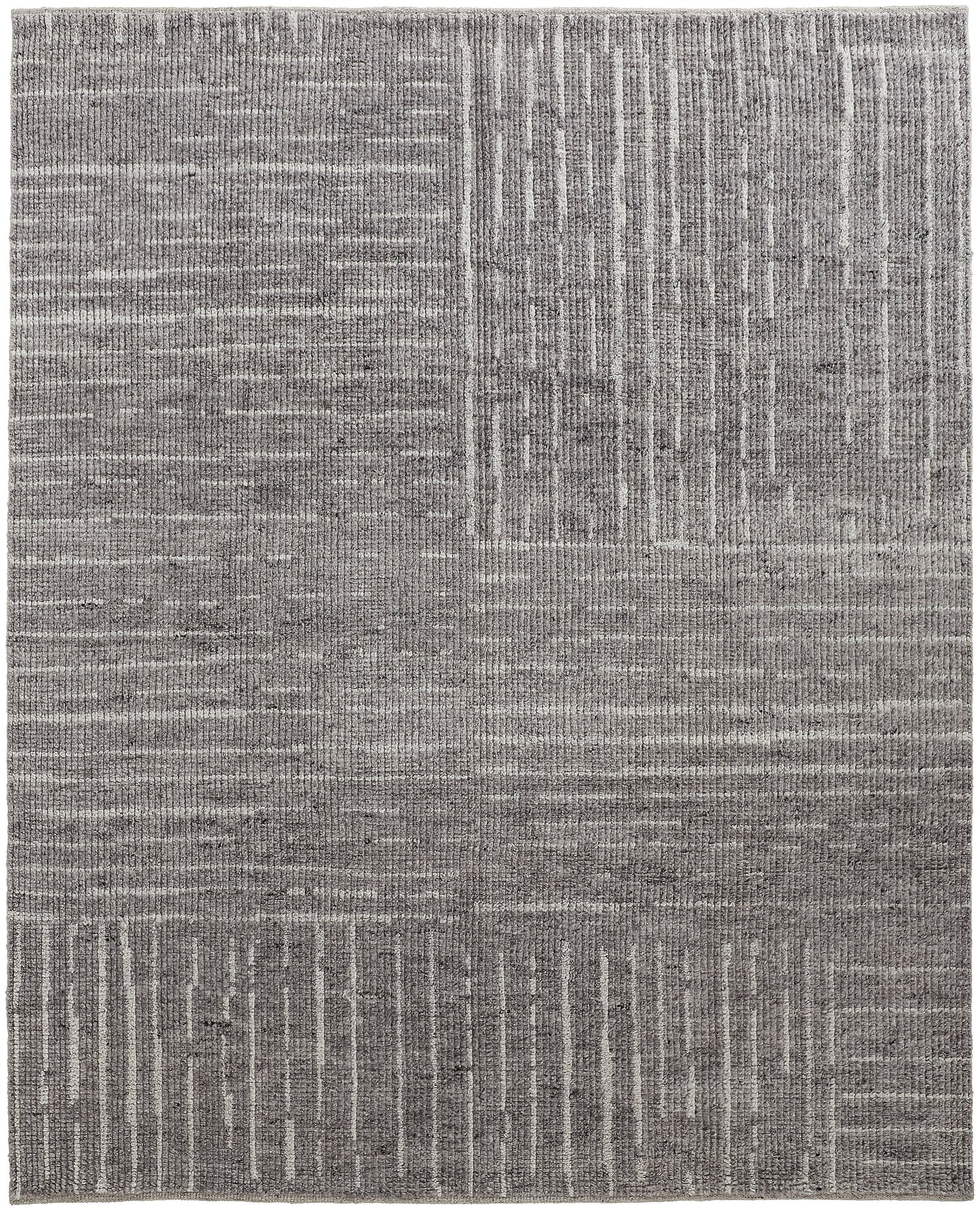 Alford Modern/Mid-Century Modern/Industrial Checkered/Geometric/Distressed Gray/Silver/Ivory - Feizy Rug