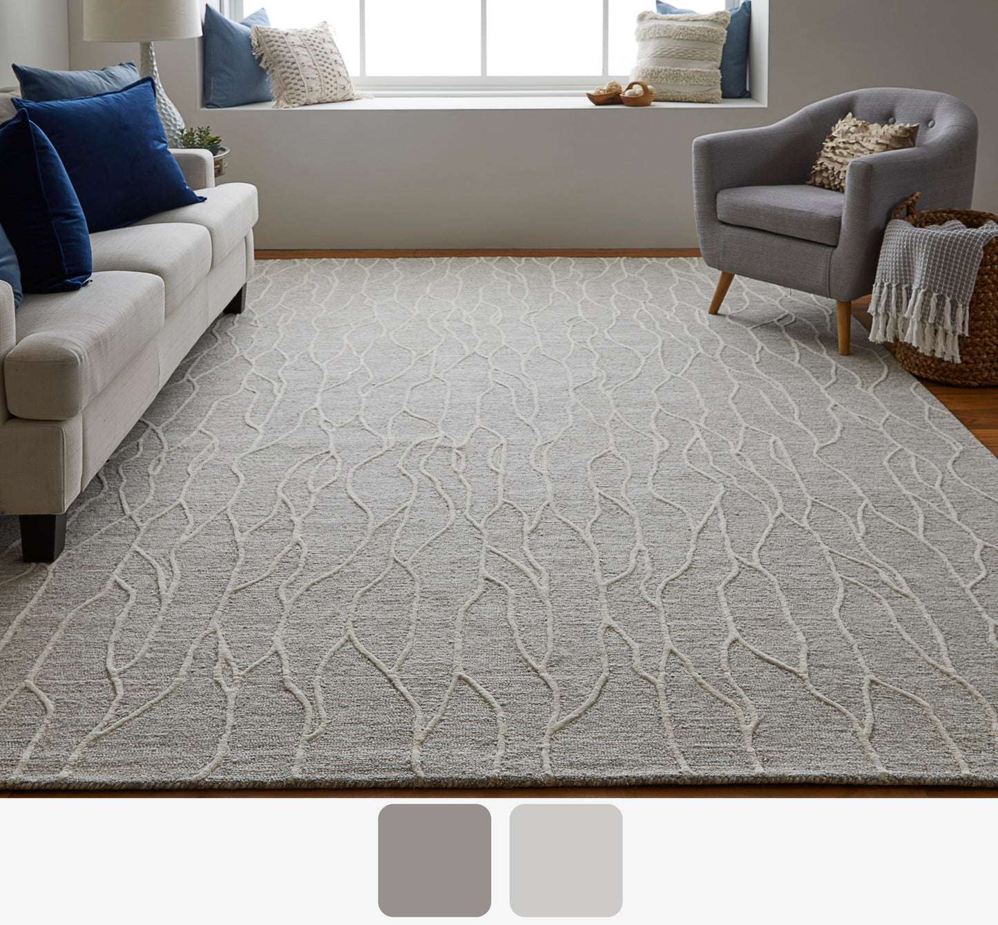 Enzo Transitional/Casual/Natural Abstract Taupe/Ivory - Feizy Rug