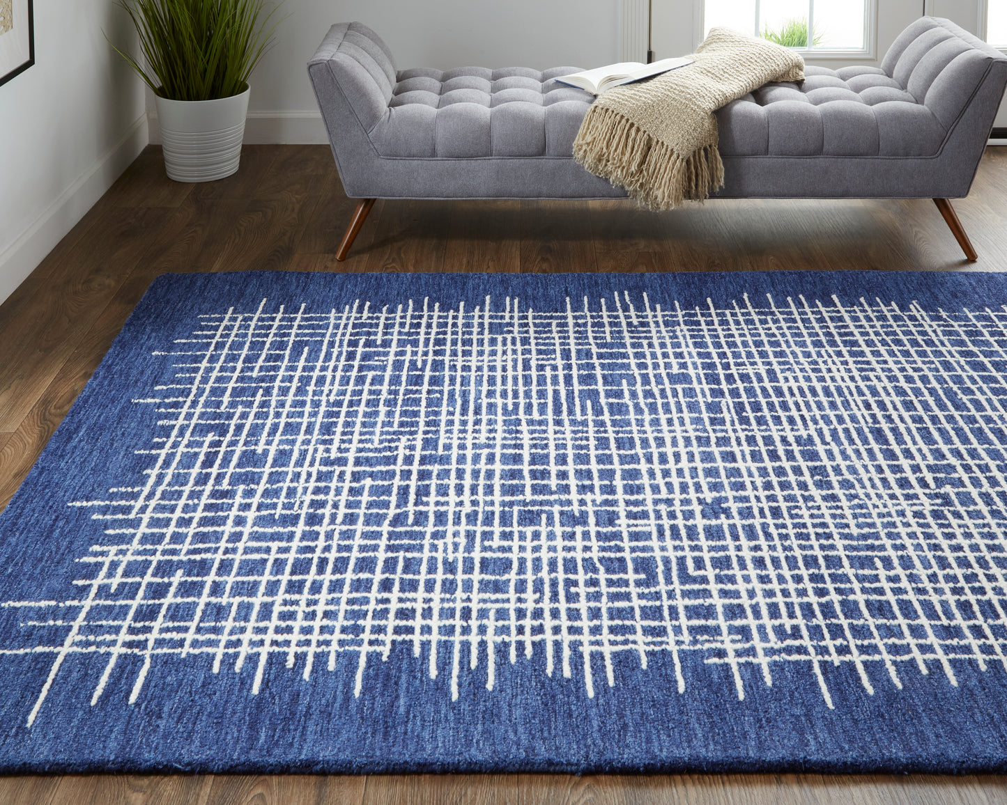Maddox Transitional/Casual Abstract Blue/Ivory - Feizy Rug