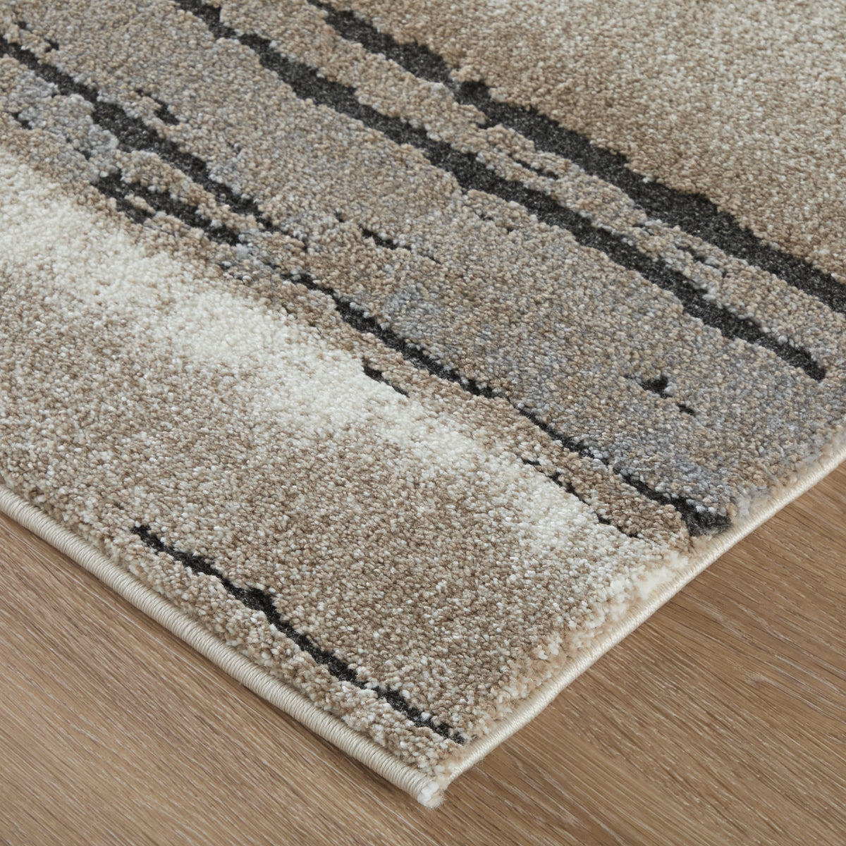 Gilmore Modern Stripes/Watercolor/Abstract Ivory/Gray/Green - Feizy Rug