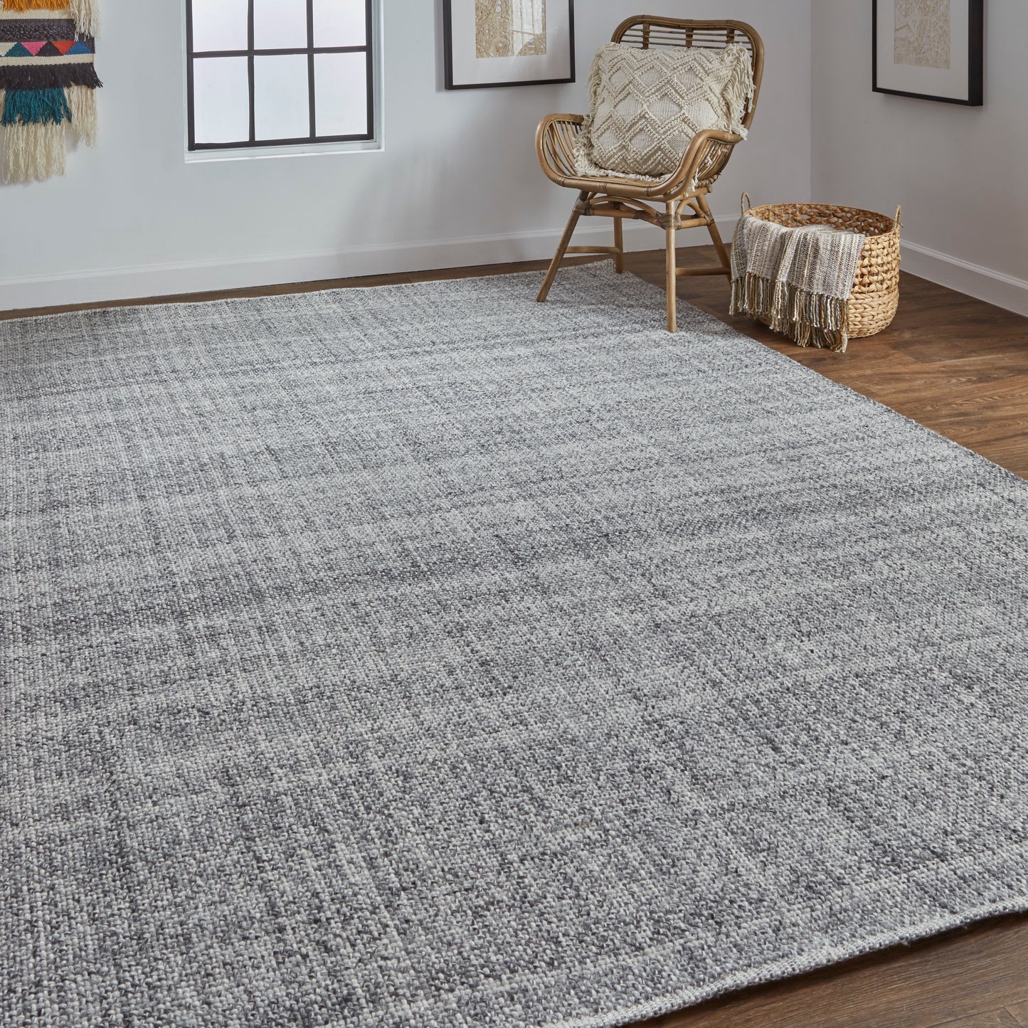 Naples Transitional/Casual/Nautical & Coastal Solid/Stripes Gray/Ivory - Feizy Rug