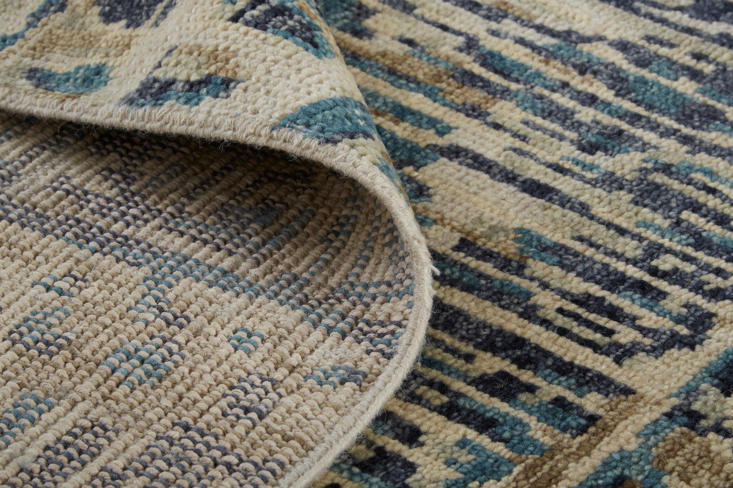 Palomar Transitional/Farmhouse Geometric Tan/Blue - Feizy Rug