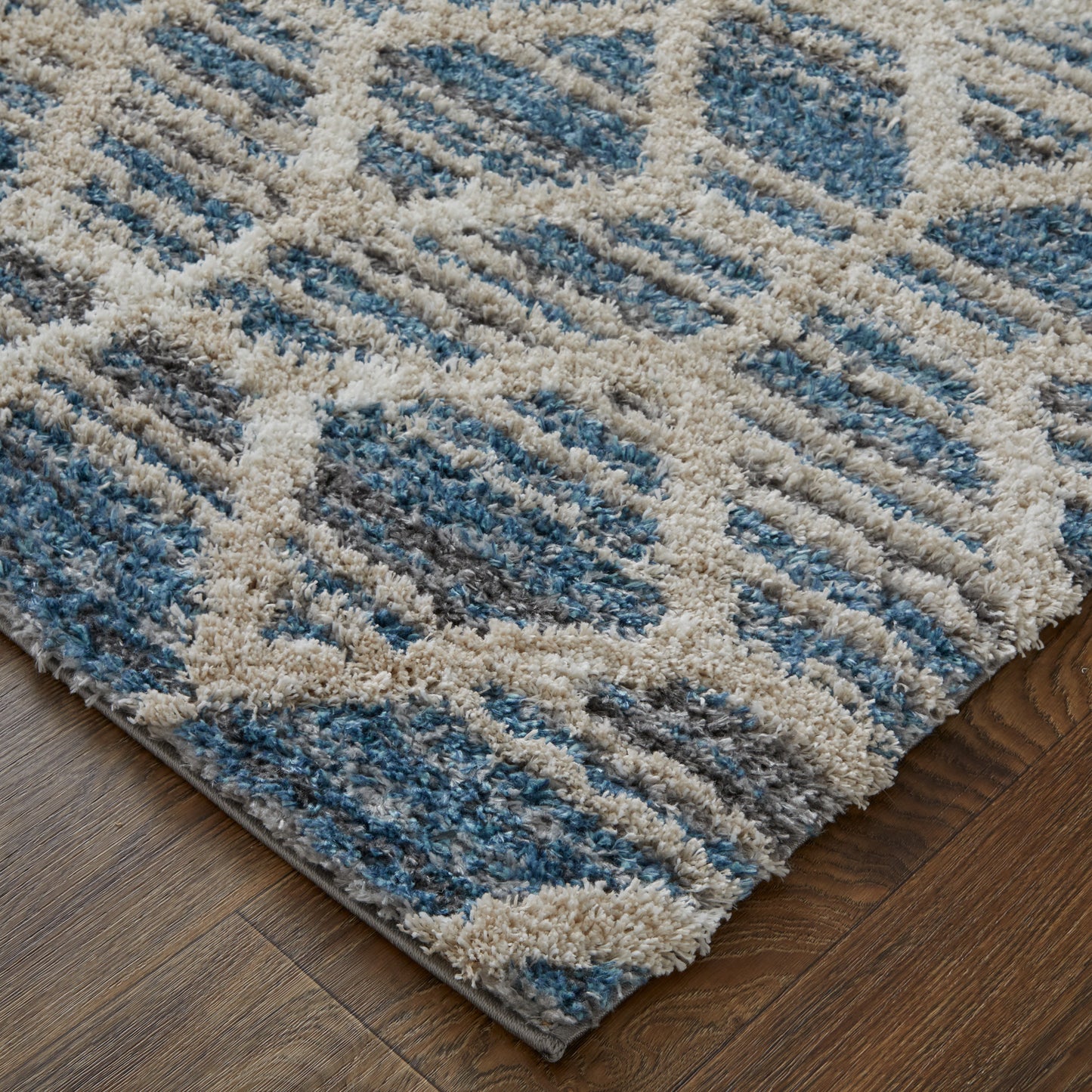 Mynka Transitional/Bohemian & Eclectic/Farmhouse Diamond/Geometric/Trellis & Lattice Blue/Ivory - Feizy Rug