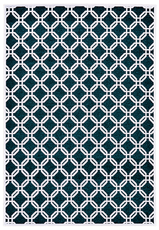 Saphir Mira Modern/Cottage Trellis & Lattice Blue/Green/White - Feizy Rug