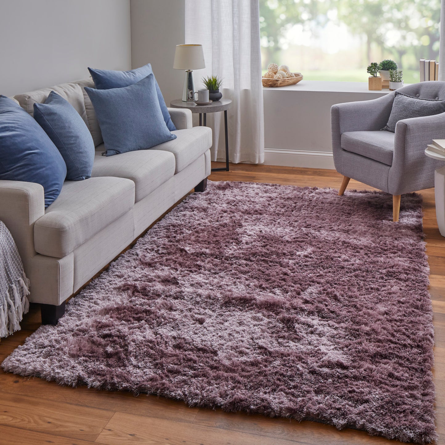 Indochine Modern/Luxury & Glam/Casual Solid Purple/Pink - Feizy Rug