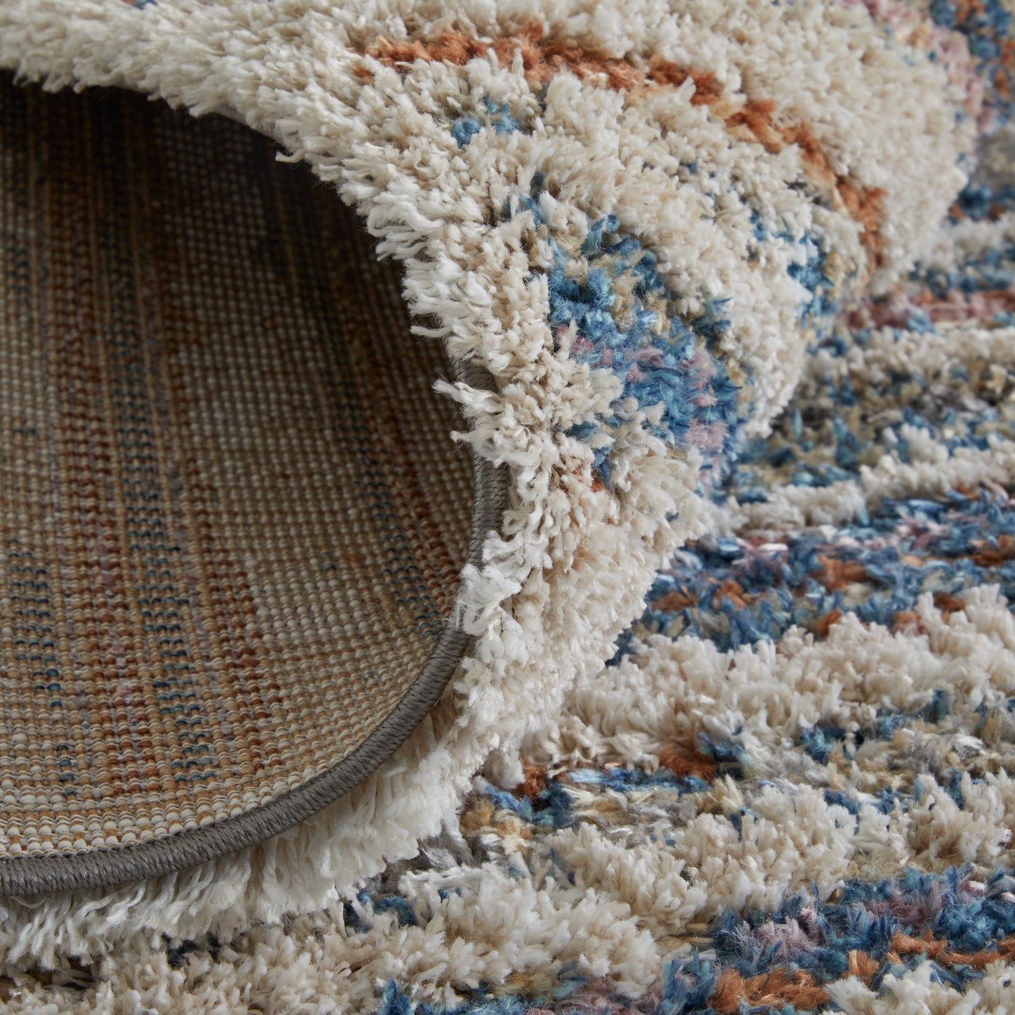 Mynka Transitional/Casual Stripes Ivory/Blue/Orange - Feizy Rug
