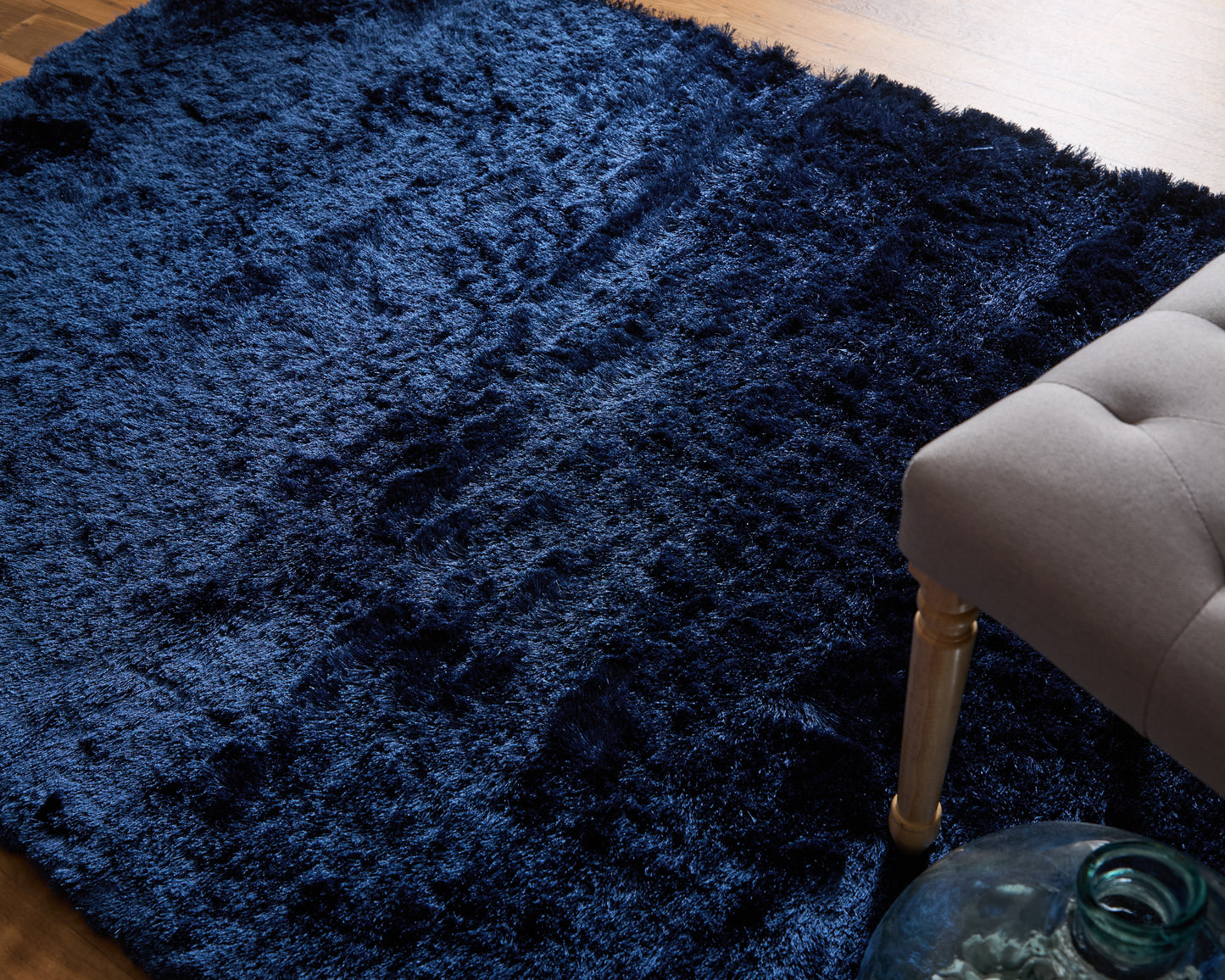 Indochine Modern/Luxury & Glam/Casual Solid Blue/Black - Feizy Rug