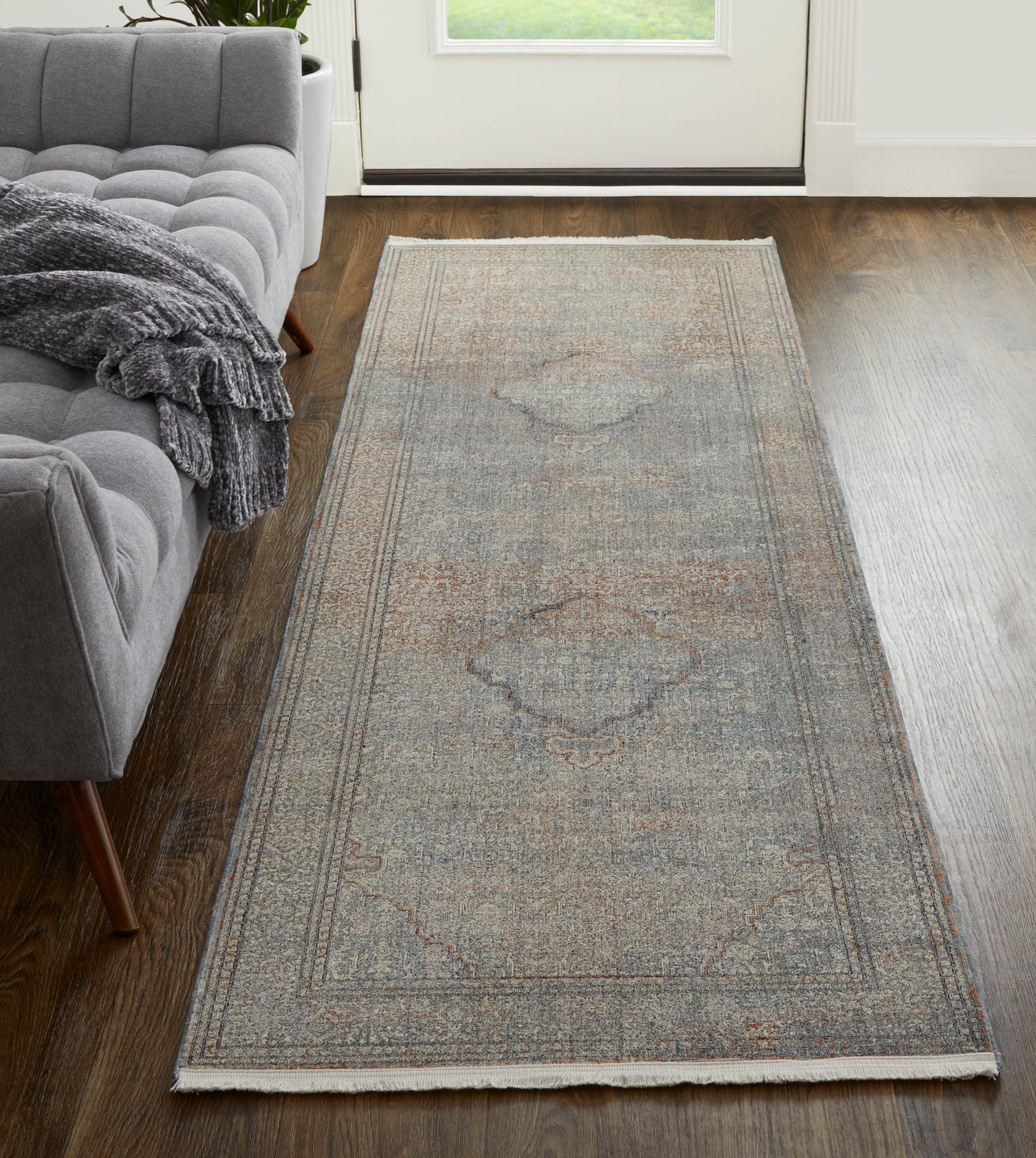 Marquette Transitional/Bohemian & Eclectic/Vintage Blue/Red/Gray Runner