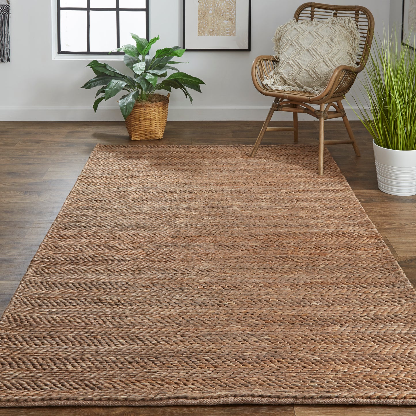 Kaelani Transitional/Casual Geometric/Solid Brown/Gray - Feizy Rug