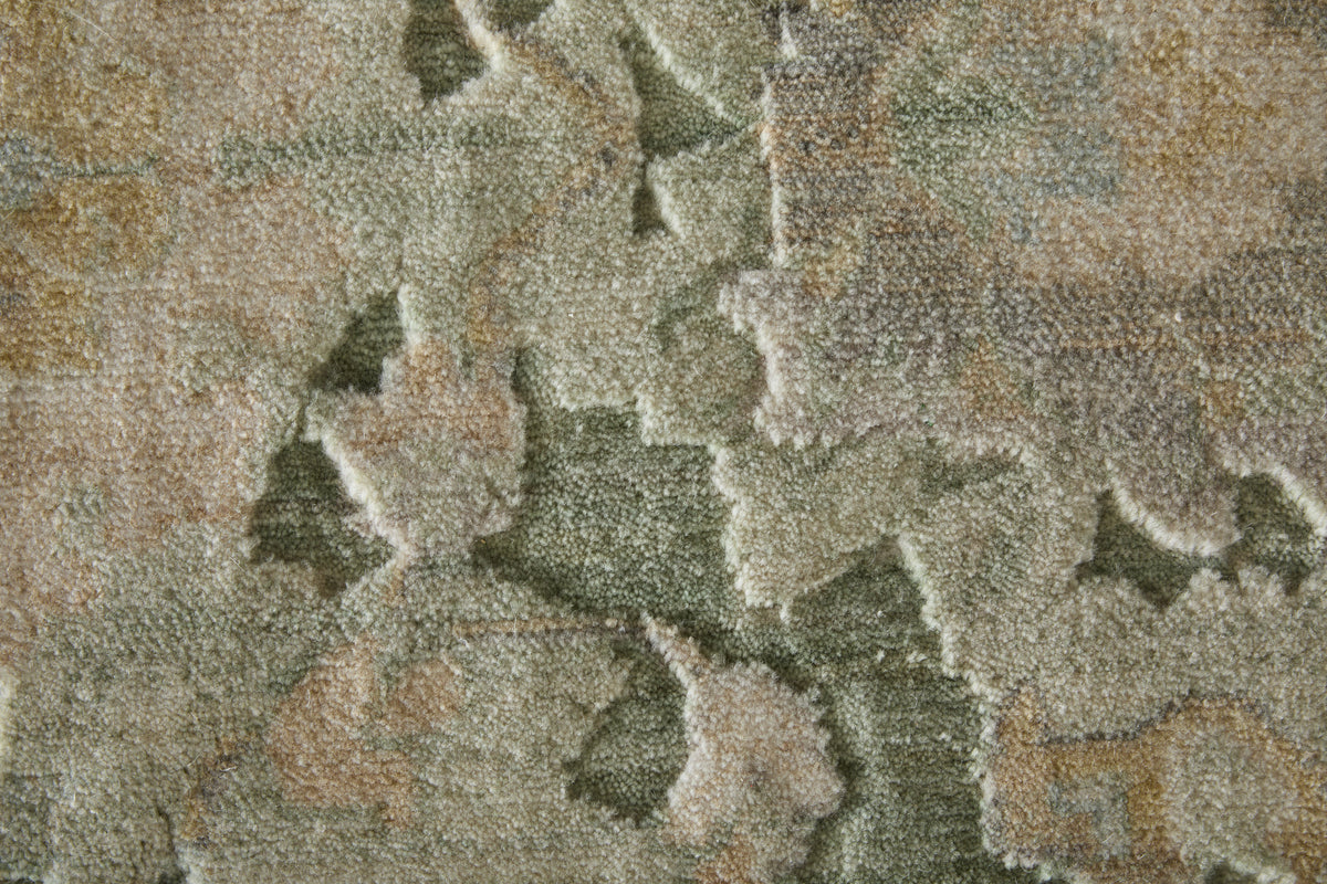 Jaxson Traditional/Vintage Floral & Botanical/Bordered/Distressed Green/Gold/Tan - Feizy Rug