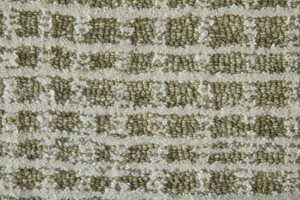 Winston Modern Plaid/Stripes Green/Ivory - Feizy Rug