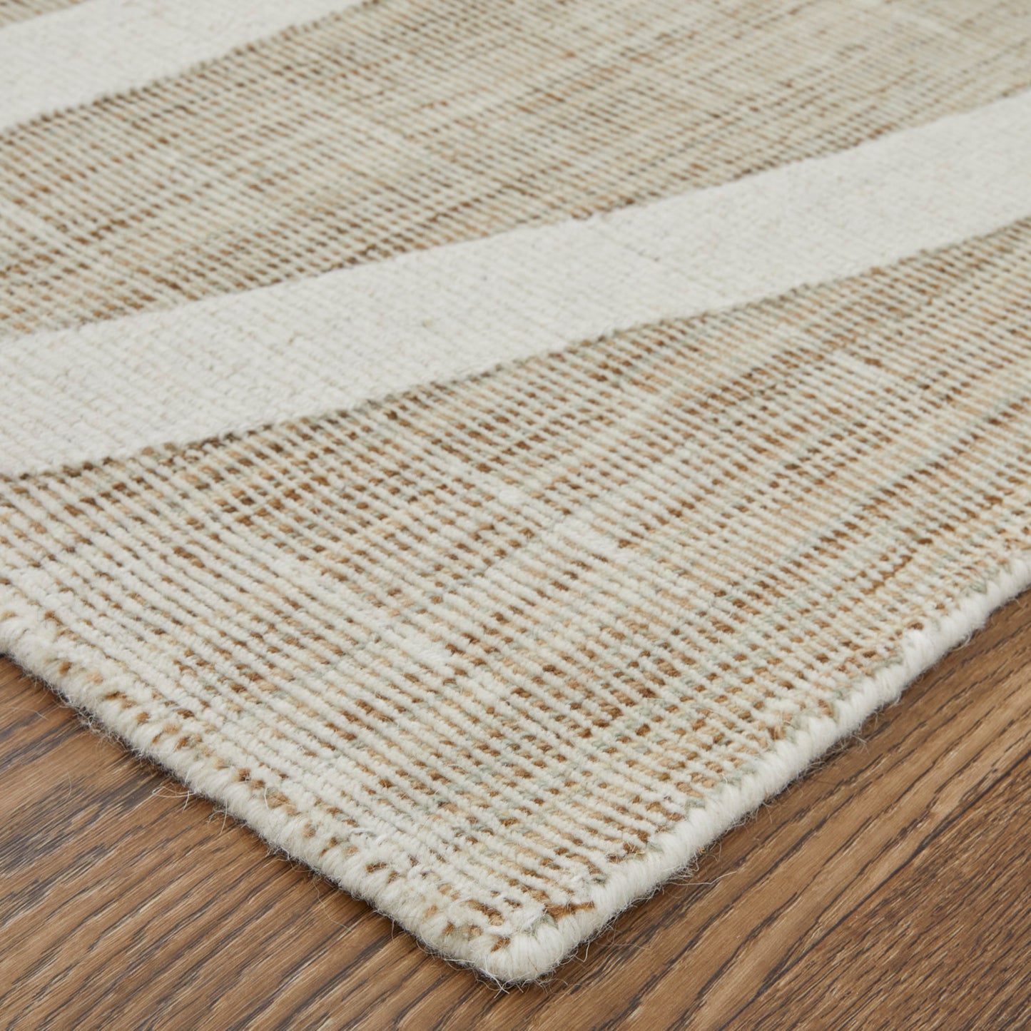 Peconic Modern/Industrial/Casual Abstract/Stripes Tan/Ivory - Feizy Rug