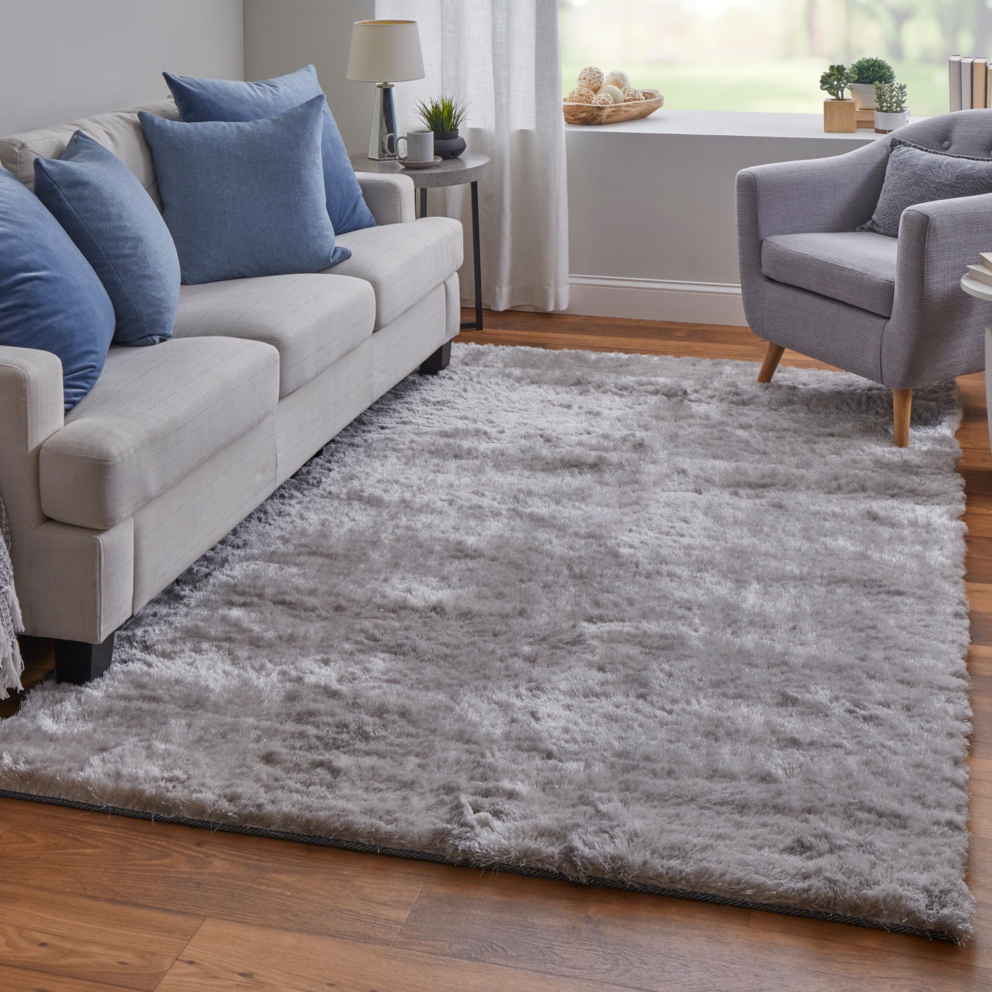 Indochine Modern/Luxury & Glam/Casual Gray/Silver Area Rug