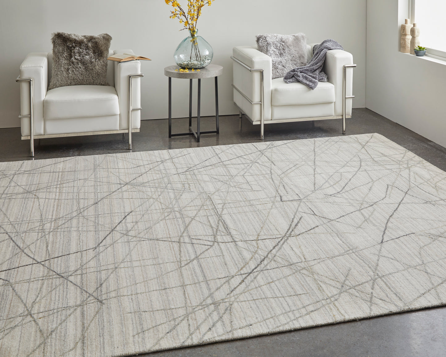 Whitton Modern/Casual/Industrial Ivory/Gray Accent Rug