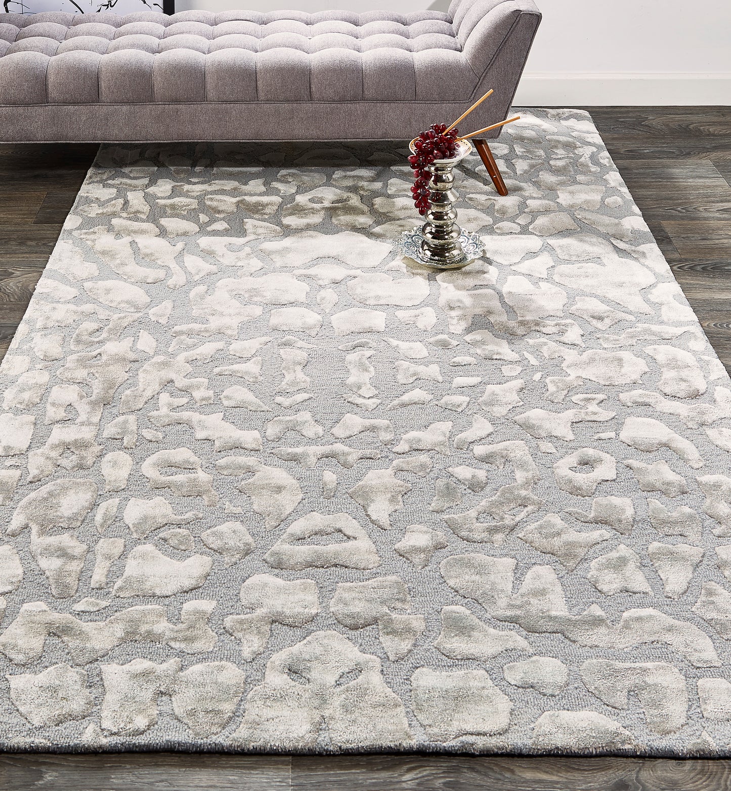 Mali Modern/Luxury & Glam/Industrial Abstract/Watercolor Gray/Silver - Feizy Rug