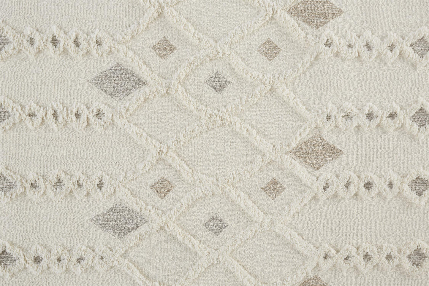 Anica Transitional/Scandinavian/Farmhouse Trellis & Lattice/Diamond Ivory/Tan/Silver - Feizy Rug