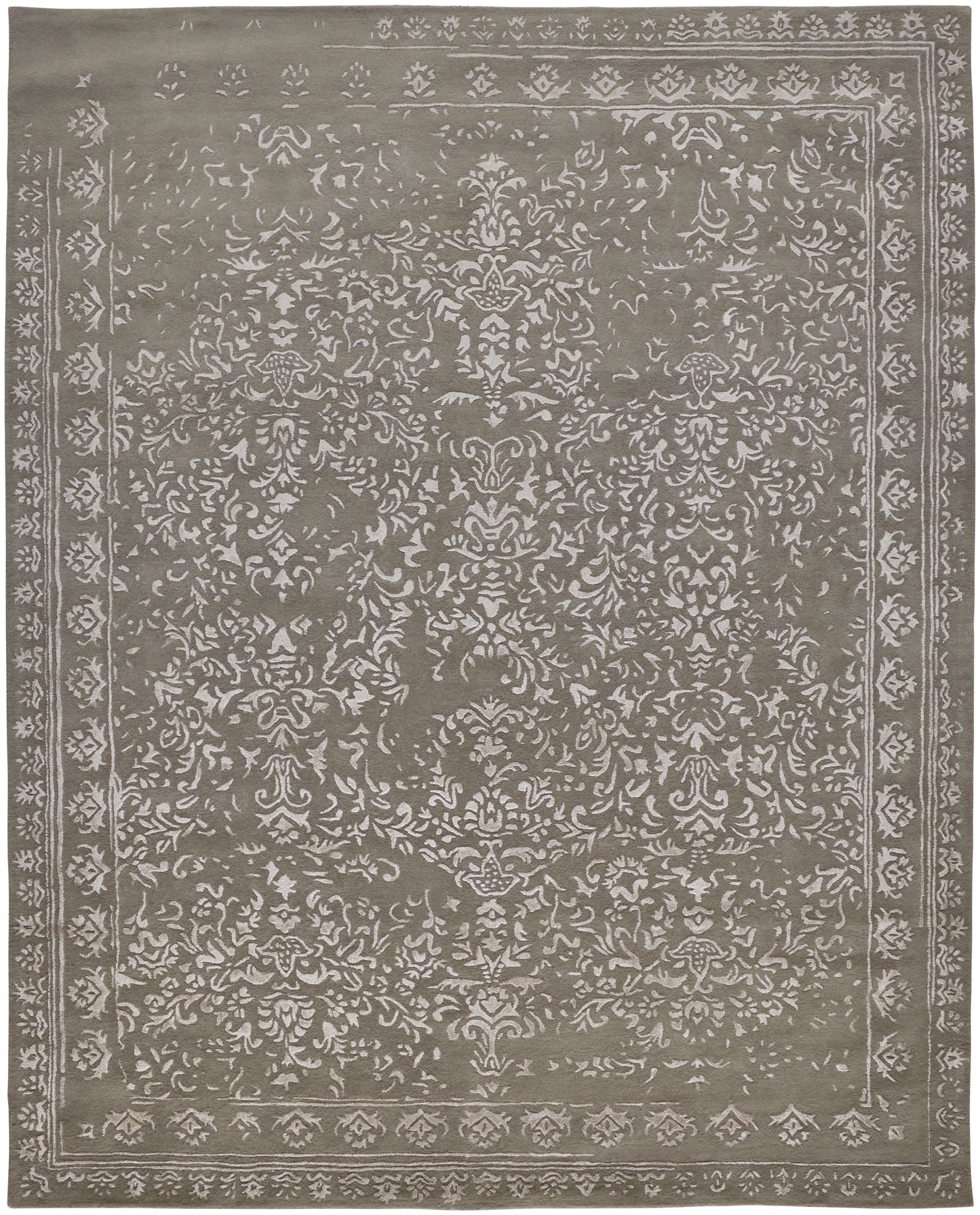 Bella Transitional/Bohemian & Eclectic/Casual Oriental/Bordered/Floral & Botanical Gray/Taupe/Silver - Feizy Rug