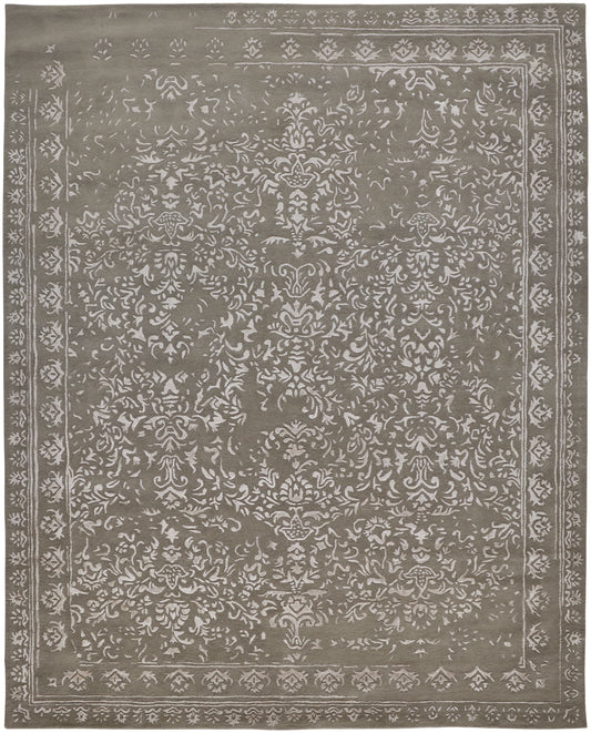 Bella Transitional/Bohemian & Eclectic/Casual Oriental/Bordered/Floral & Botanical Gray/Taupe/Silver - Feizy Rug