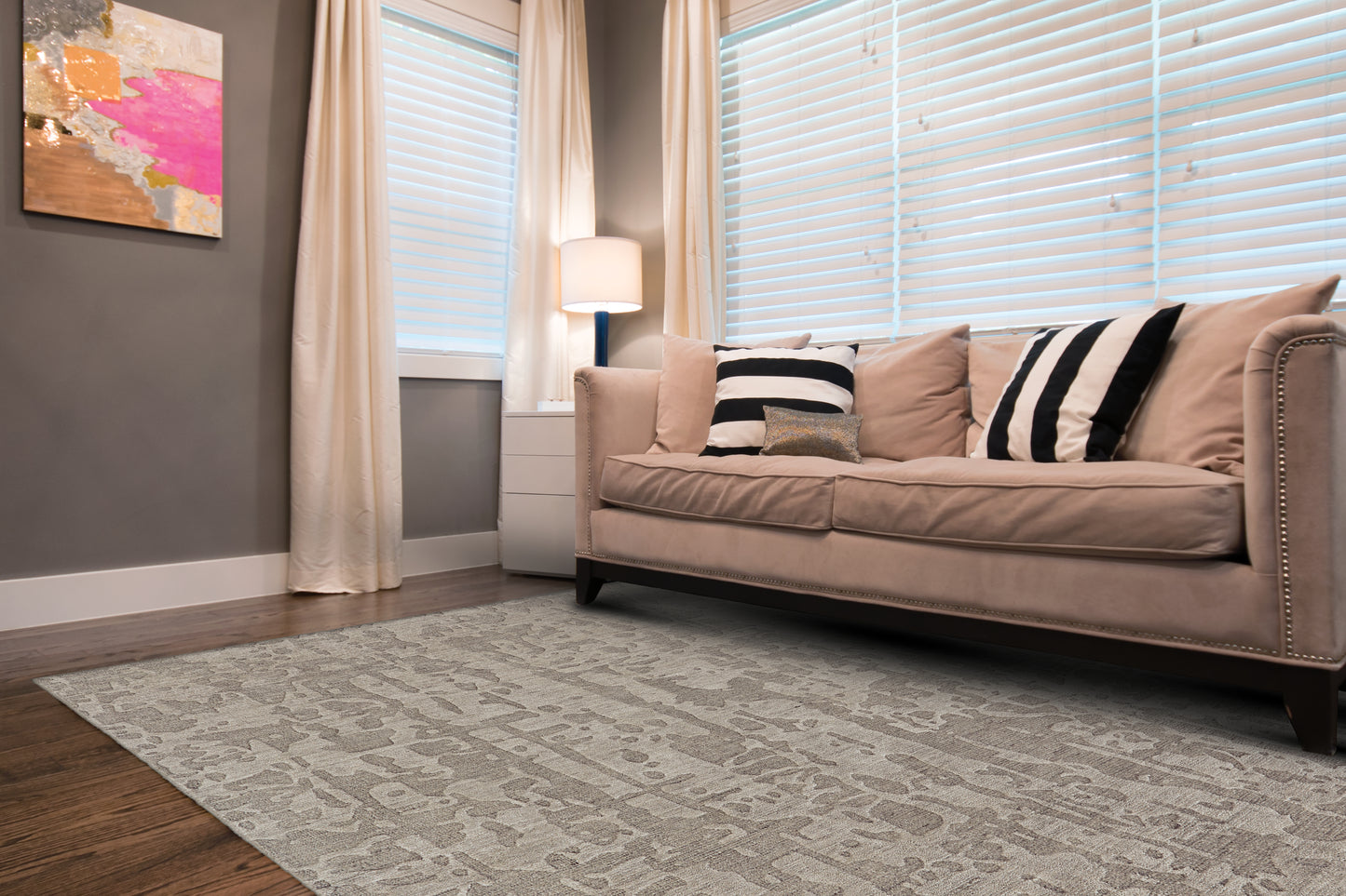 Leilani Modern/Industrial/Luxury & Glam Abstract/Solid Taupe - Feizy Rug