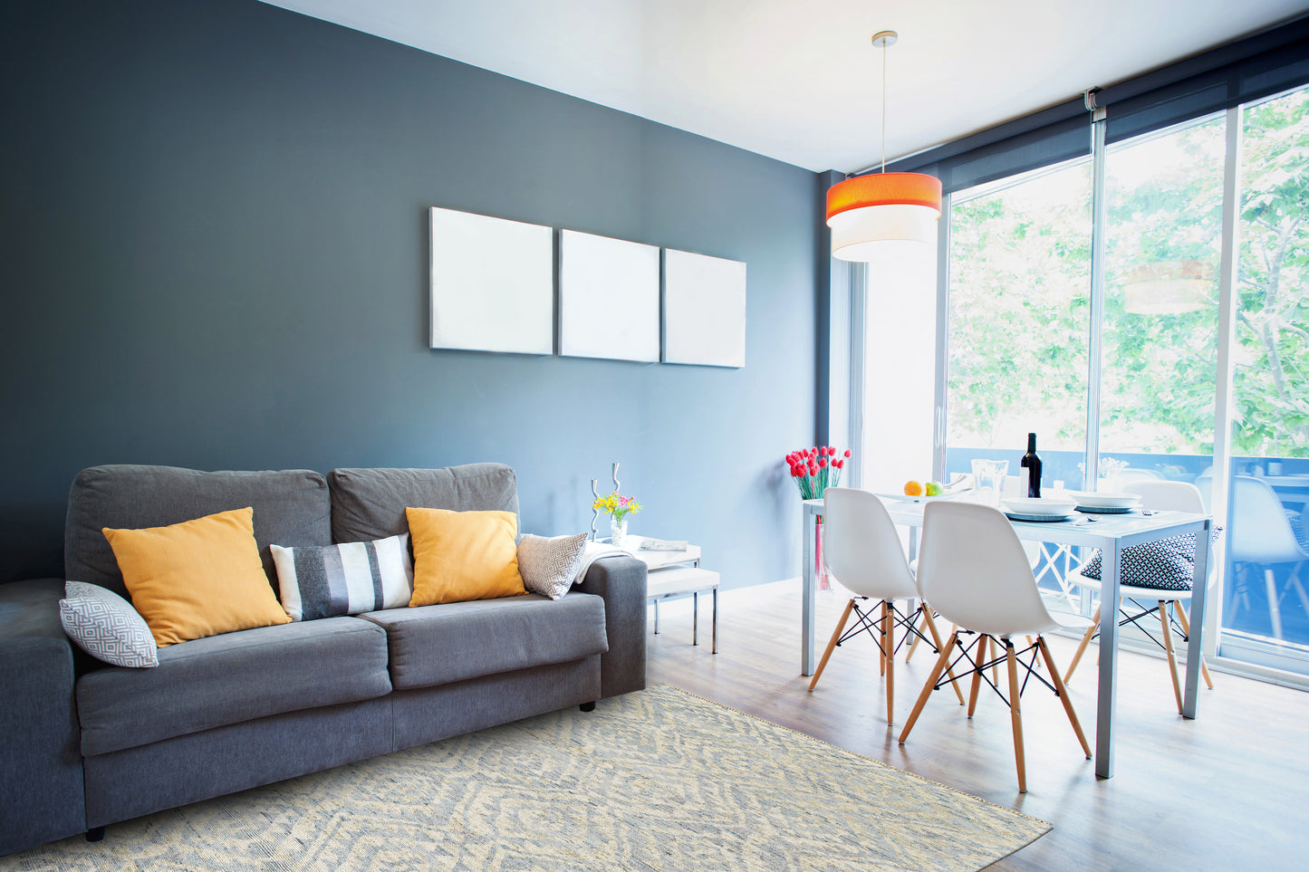 Nizhoni Transitional/Global Southwestern/Moroccan Blue/Ivory/Gray - Feizy Rug