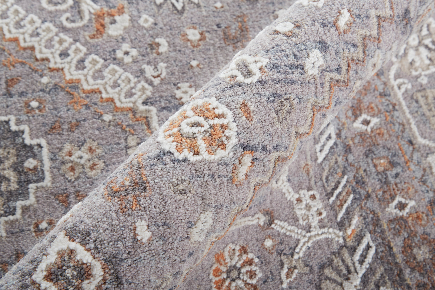 Francisco Transitional/Southwestern/Classic Medallion/Bordered/Oriental Gray/Orange/Ivory - Feizy Rug