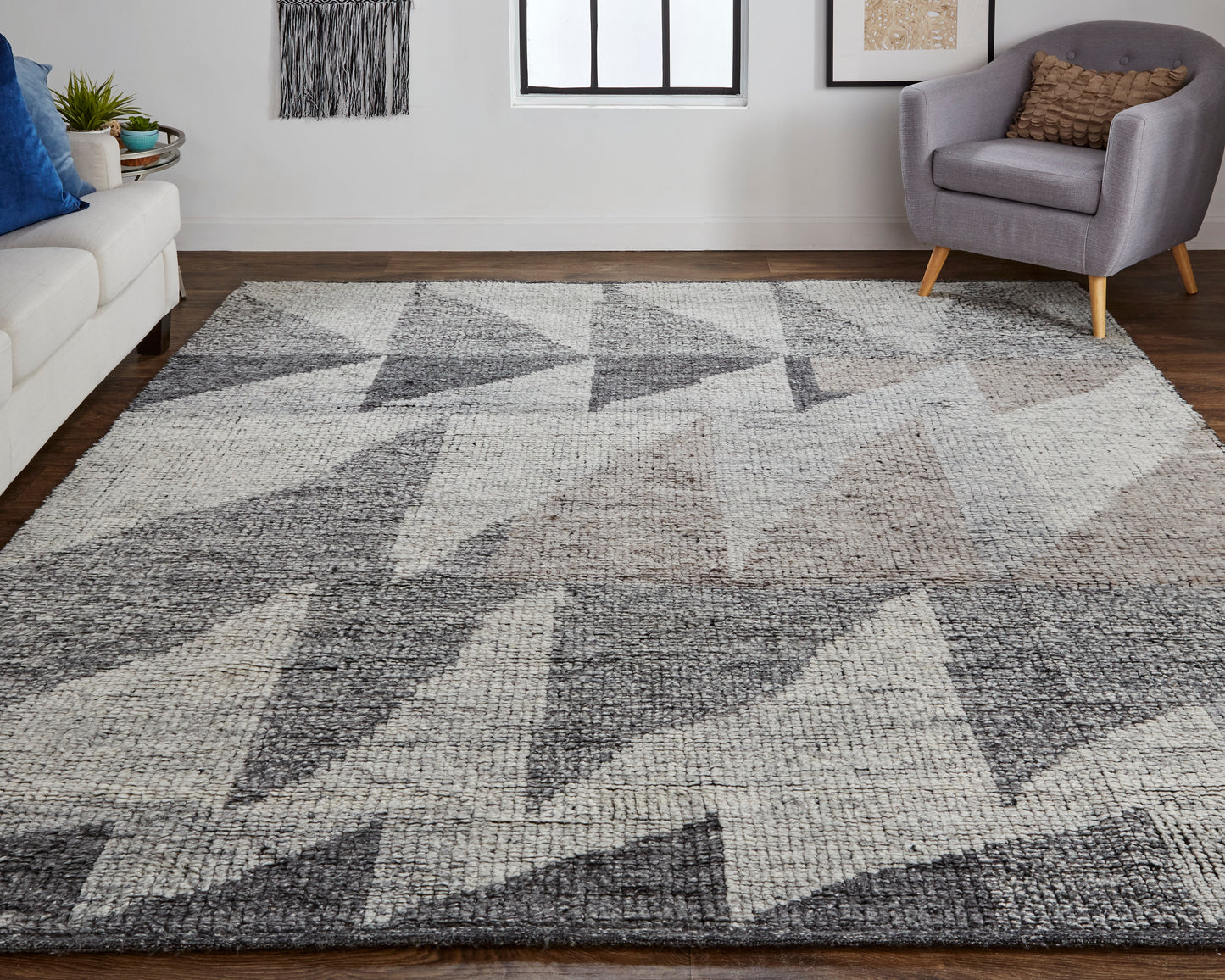 Alford Modern/Bohemian & Eclectic/Rustic Geometric/Gradient & Ombre Ivory/Gray/Taupe - Feizy Rug