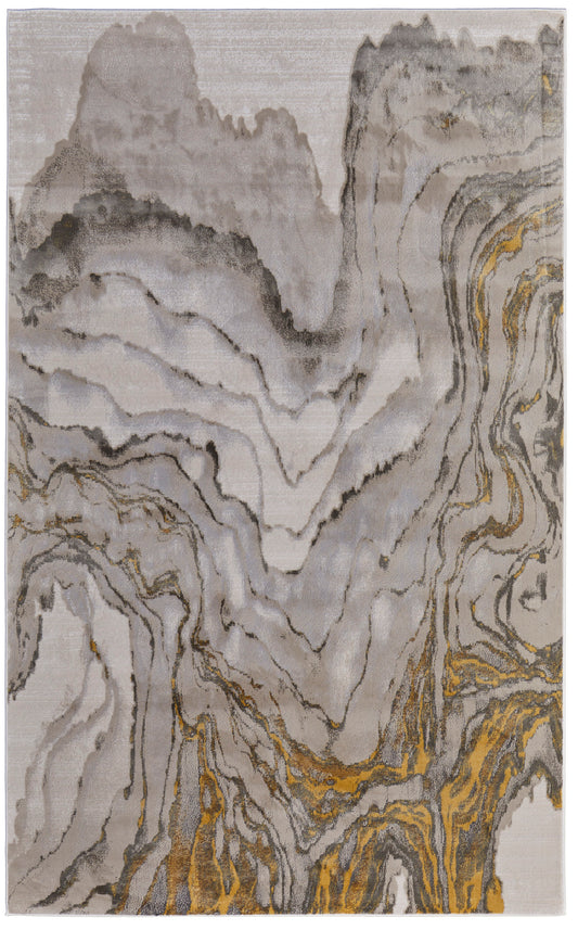 Waldor Modern/Casual/Bohemian & Eclectic Watercolor/Abstract Gold/Ivory/Gray - Feizy Rug