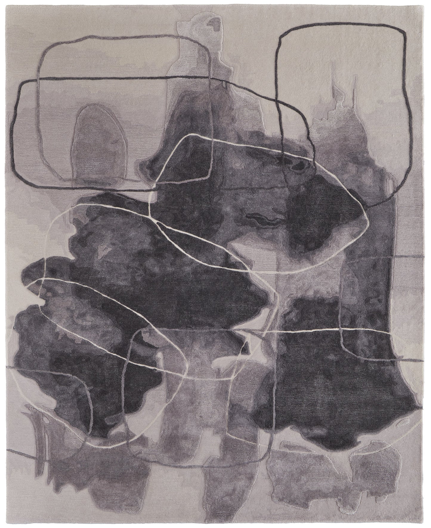 Anya Transitional/Industrial/Casual Abstract/Watercolor Ivory/Gray/Taupe - Feizy Rug