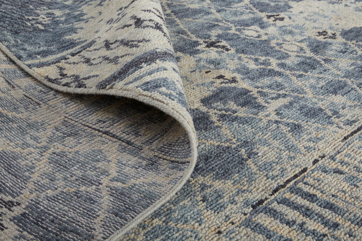 Palomar Transitional/Farmhouse/Casual Trellis & Lattice/Diamond Blue/Gray/Ivory - Feizy Rug