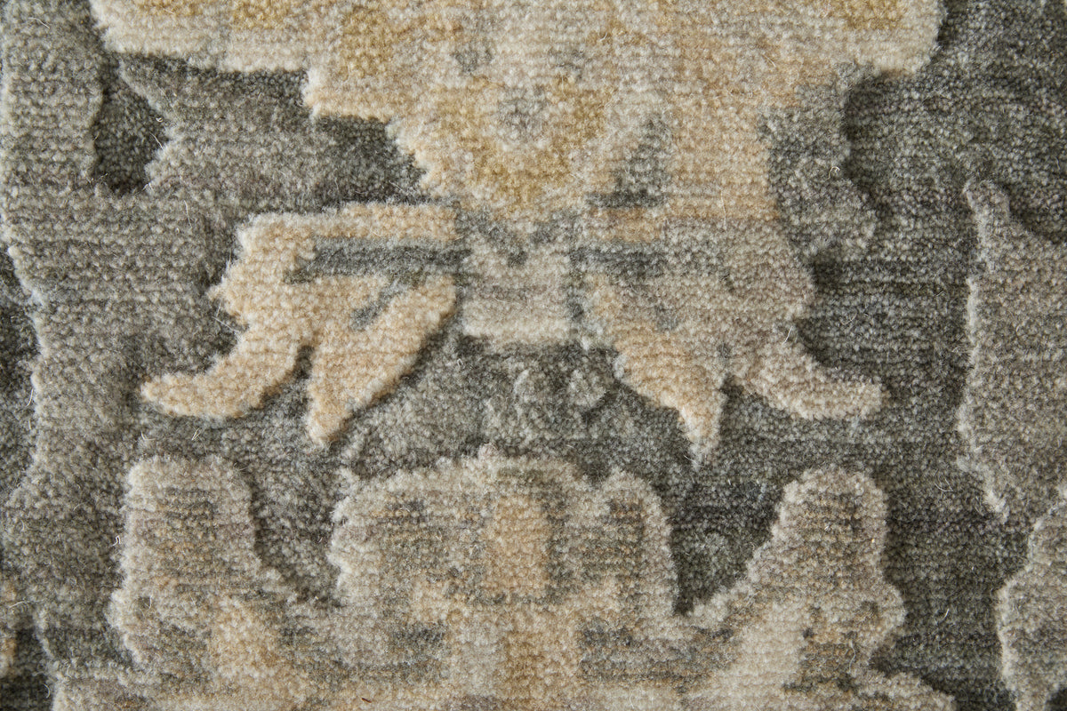 Jaxson Traditional/Vintage Floral & Botanical/Bordered/Distressed Gray/Gold/Tan - Feizy Rug