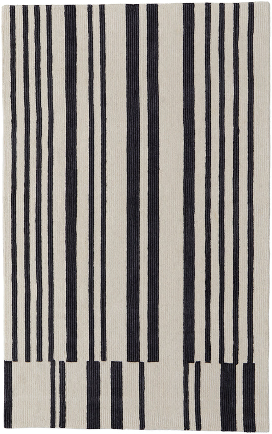Maguire Transitional/Industrial/Mid-Century Modern Ivory/Black Accent Rug