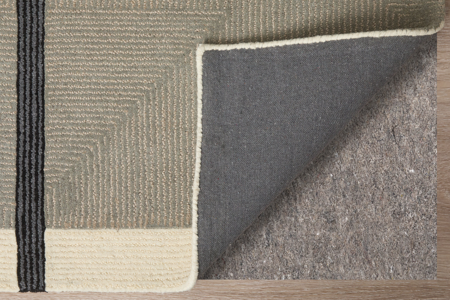 Maguire Transitional/Industrial/Mid-Century Modern Taupe/Black Area Rug