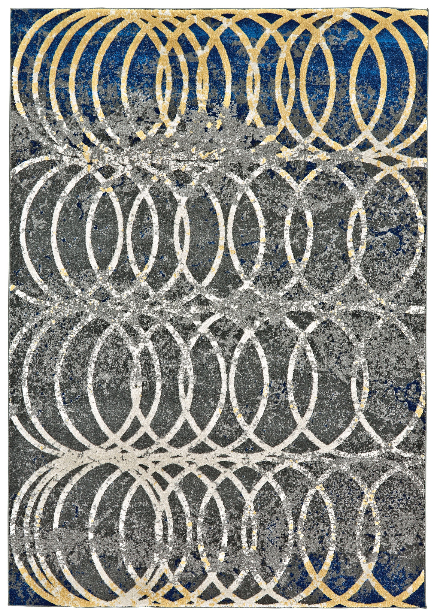 Brixton Modern/Bohemian & Eclectic/Global Geometric/Distressed Gray/Ivory/Blue - Feizy Rug