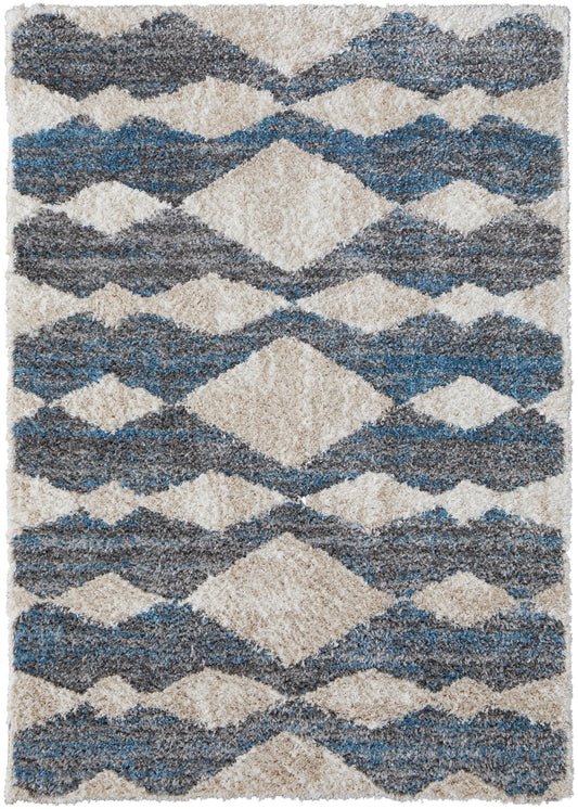 Mynka Transitional/Bohemian & Eclectic/Casual Ivory/Gray/Blue Accent Rug