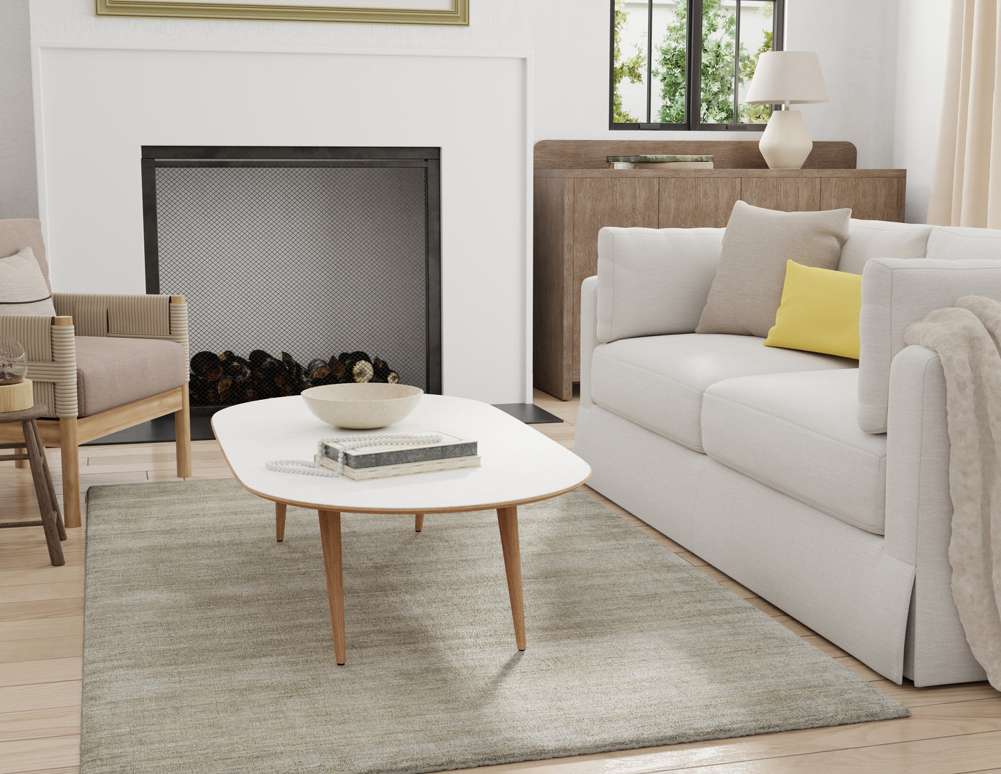 Luna Modern/Casual Gray/Ivory Accent Rug