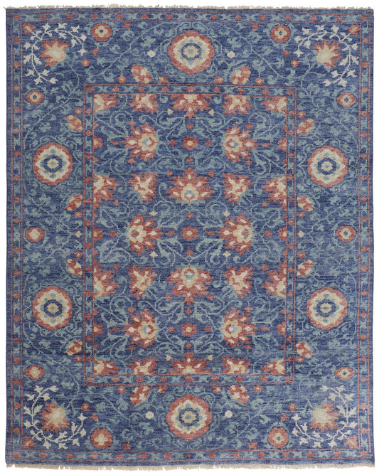 Beall Traditional/Classic/Vintage Floral & Botanical Blue/Red - Feizy Rug
