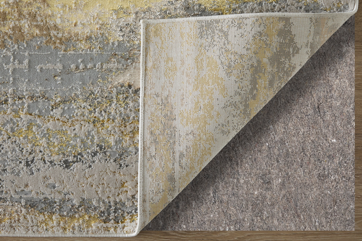 Aura Modern/Industrial Abstract/Gradient & Ombre Gold/Gray/Ivory - Feizy Rug