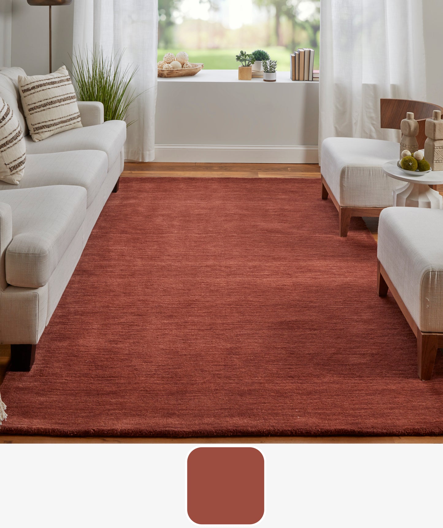 Luna Modern/Casual Orange/Red Area Rug
