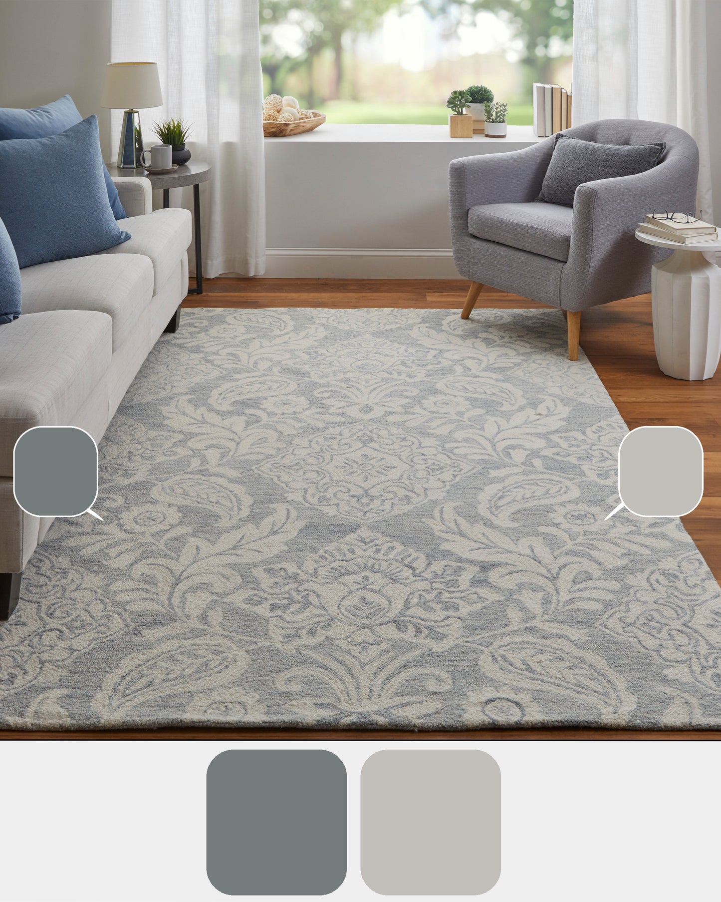 Belfort Transitional/Classic/Bohemian & Eclectic Blue/Ivory Area Rug