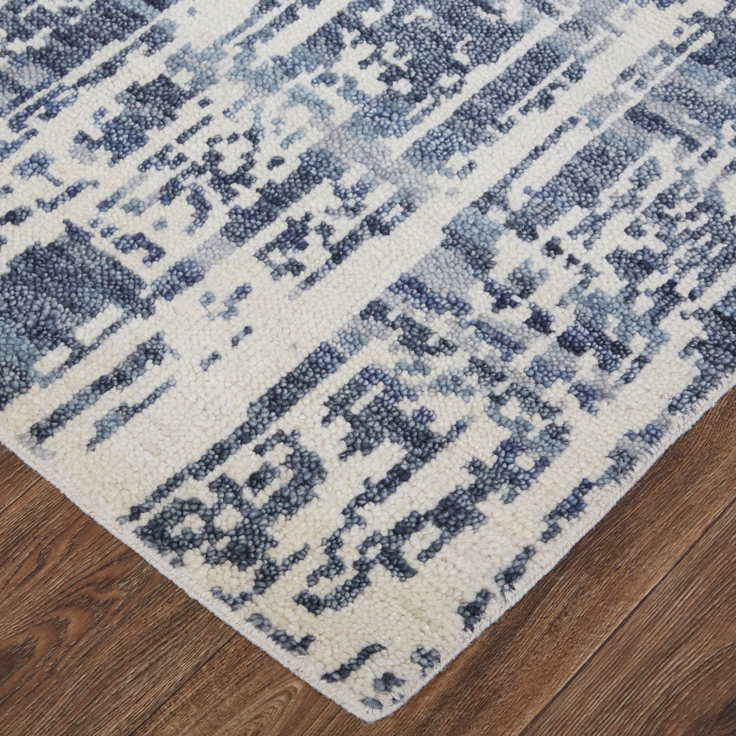 Roxford Transitional/Industrial Abstract Ivory/Blue - Feizy Rug