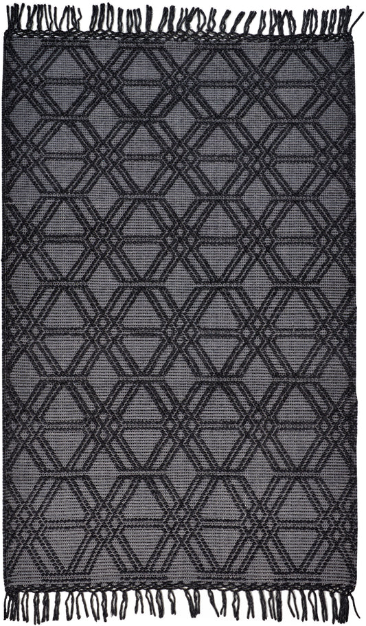 Phoenix Transitional/Farmhouse/Scandinavian Diamond/Trellis & Lattice Black/Gray - Feizy Rug