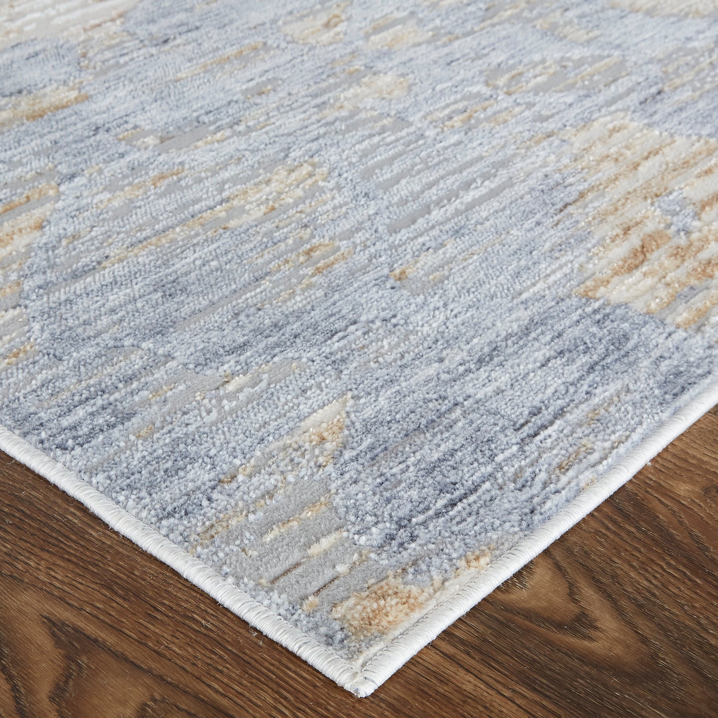 Laina Transitional/Industrial/Casual Tan/Ivory/Blue Accent Rug