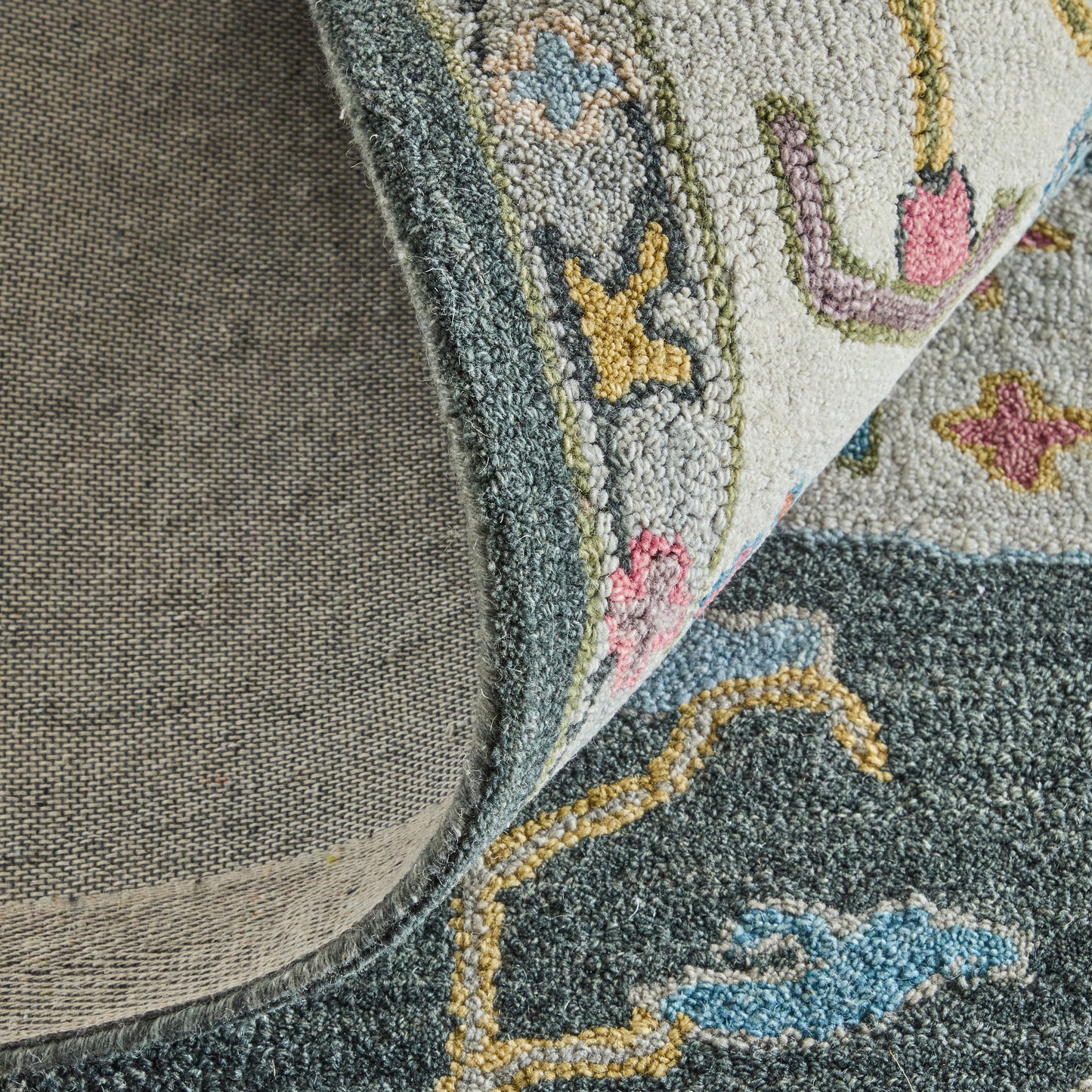 Springfield Traditional Floral & Botanical/Bordered/Medallion Gray/Ivory/Blue - Feizy Rug