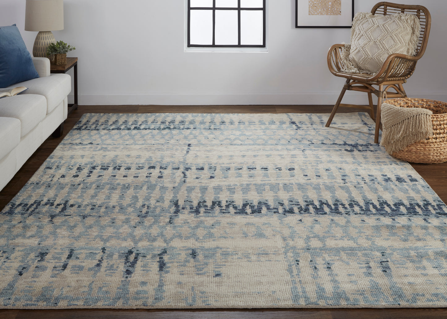 Palomar Transitional/Casual/Farmhouse Blue/Tan Area Rug