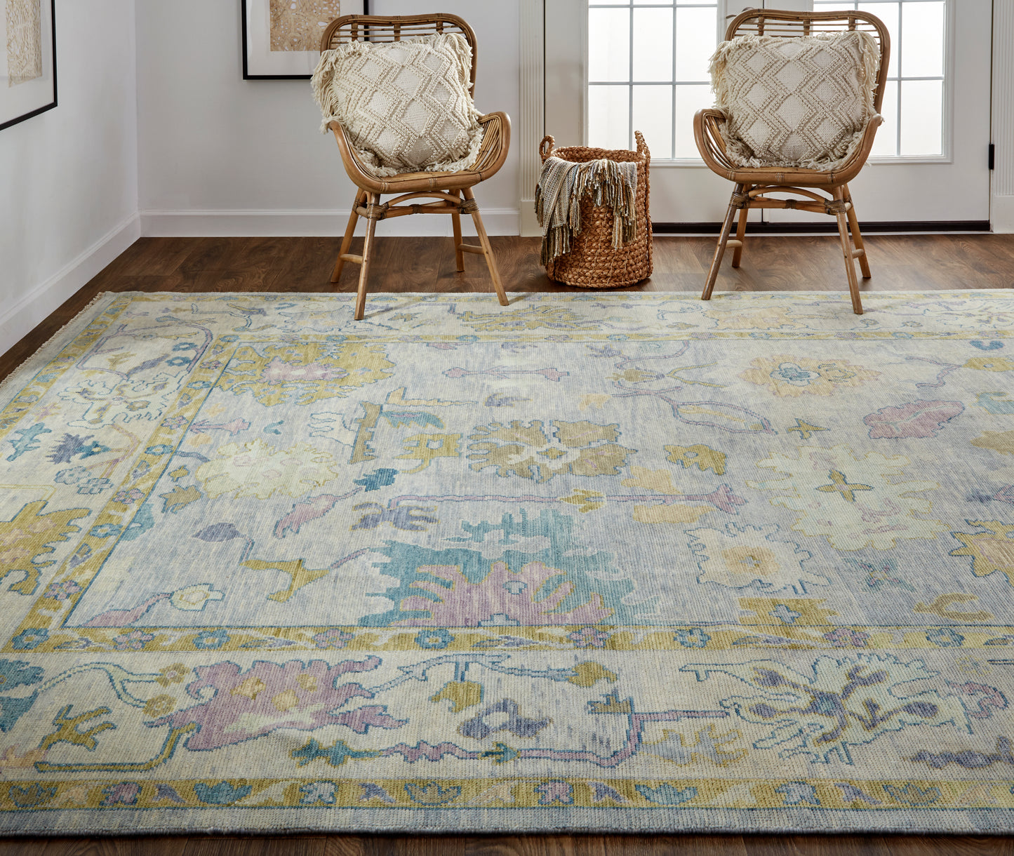 Karina Traditional/Bohemian & Eclectic/Craftsman Persian/Bordered/Floral & Botanical Gray/Purple/Gold - Feizy Rug