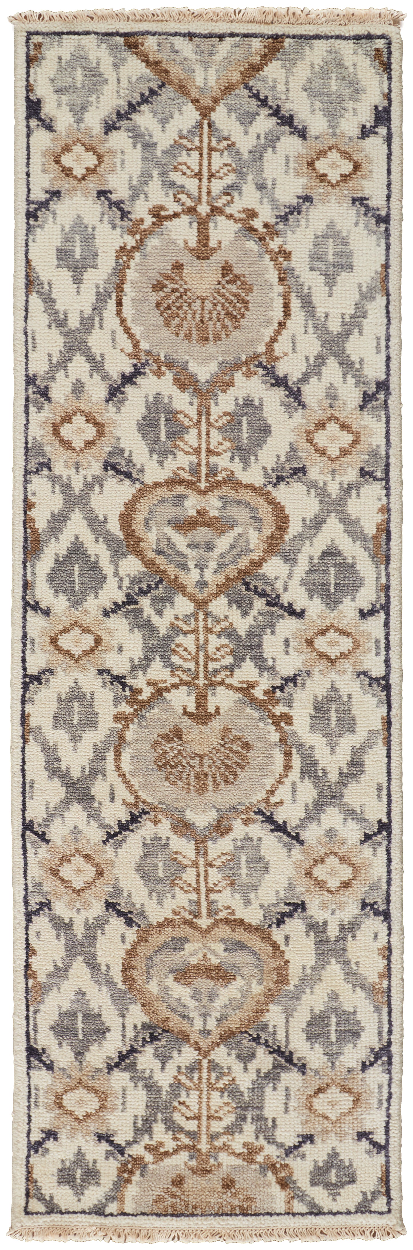 Beall Traditional/Bohemian & Eclectic Ivory/Gray/Taupe Runner  Feizy Rugs Small Parcel,Feizy Rugs,Beall,Ivory/Gray/Taupe,2'6" x 8',Runner,Wool,Traditional/Bohemian & Eclectic,India