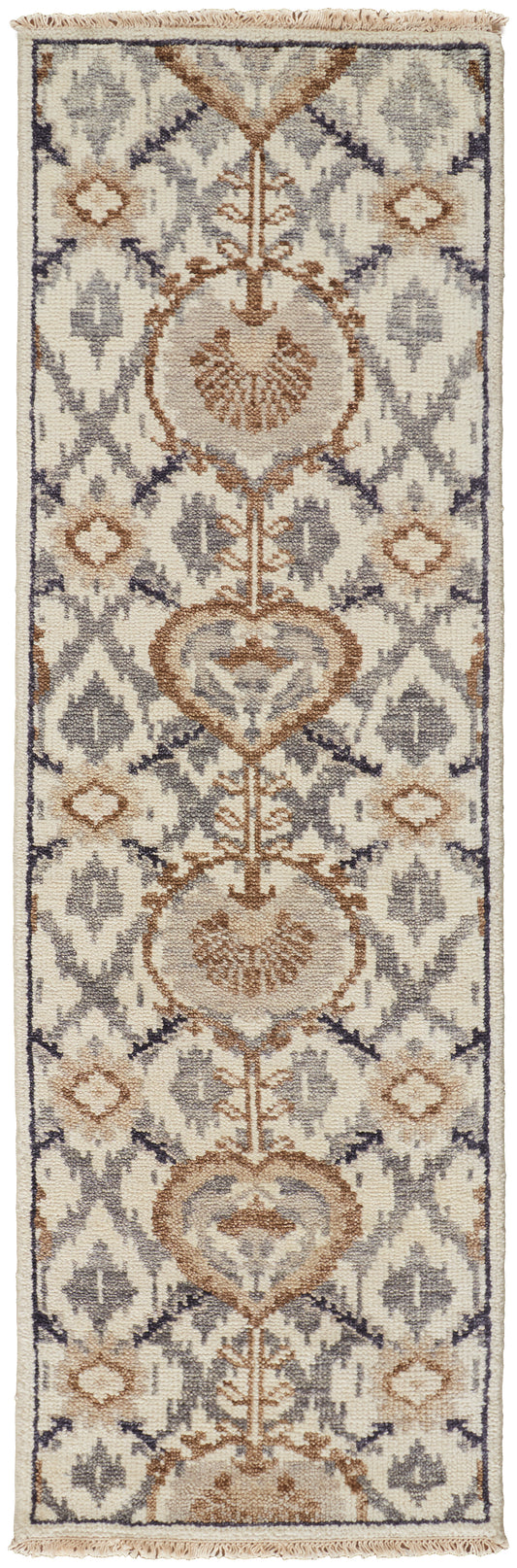 Beall Traditional/Bohemian & Eclectic Ivory/Gray/Taupe Runner  Feizy Rugs Small Parcel,Feizy Rugs,Beall,Ivory/Gray/Taupe,2'6" x 8',Runner,Wool,Traditional/Bohemian & Eclectic,India